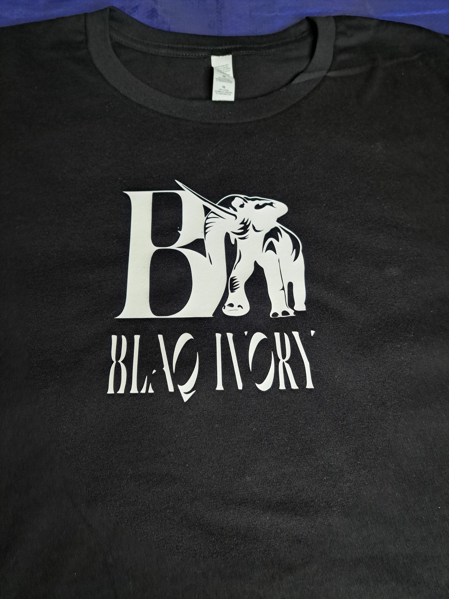 BLAQ IVORY ELEPHANT LOGO IN BLACK UNISEX TEE